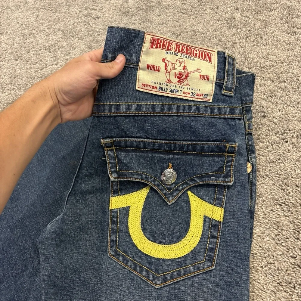 Y2K True Religion Billy Super T Jeans 32x33 FIT 34x33 5 Pocket USA Unique Biker